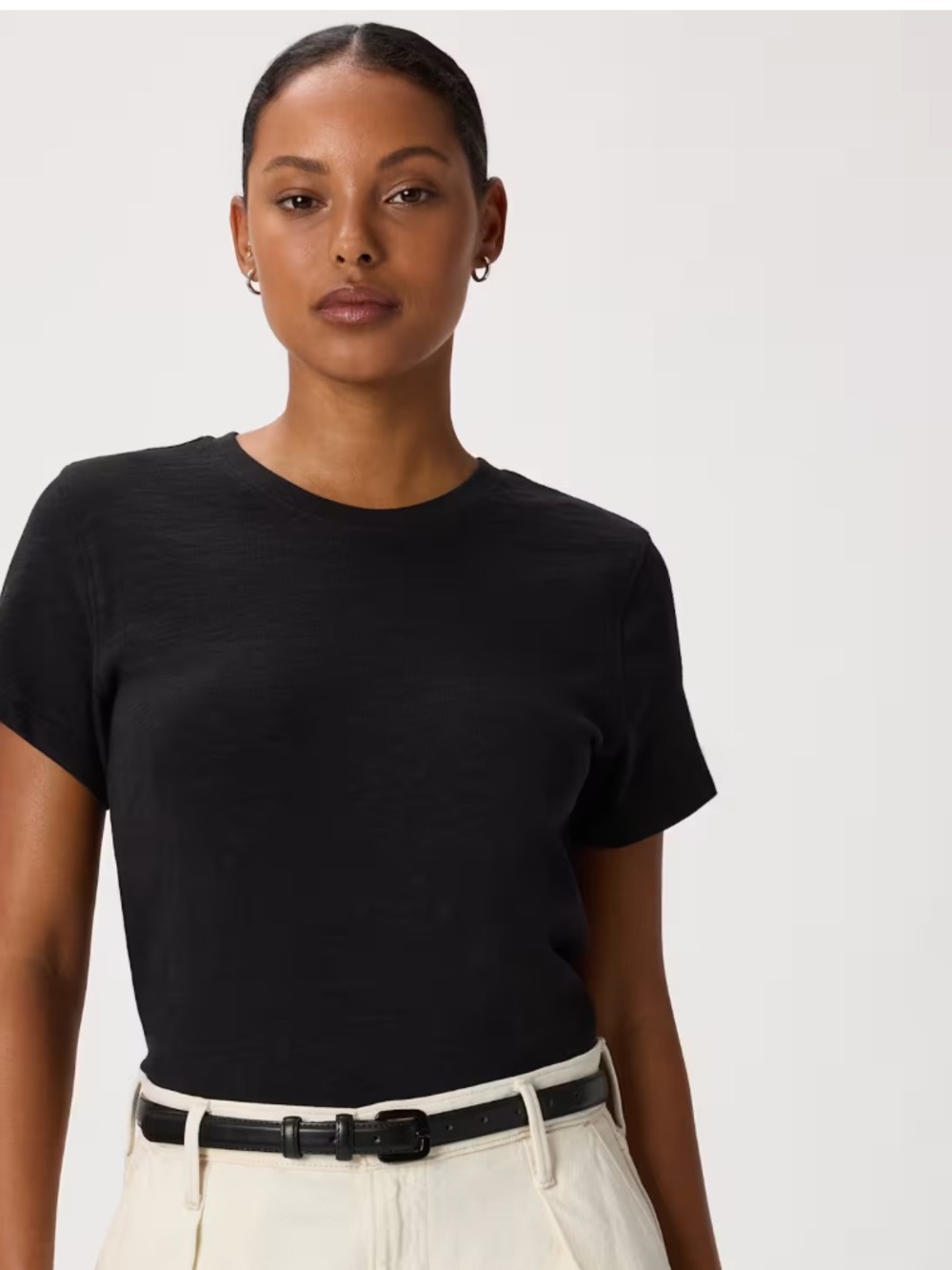 Quince 100% Organic Cotton Slub Short Sleeve Tee Black new